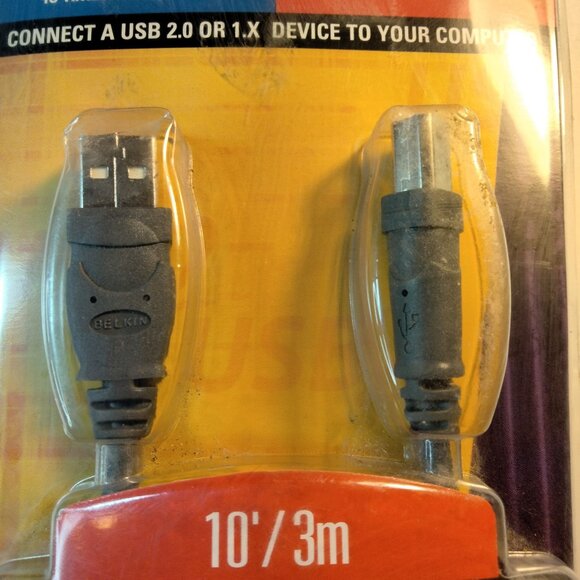 Belkin USB 2 Hi Speed Cable A Plug B Plug 480Mbps Compatible PC Macintosh - Picture 3 of 9